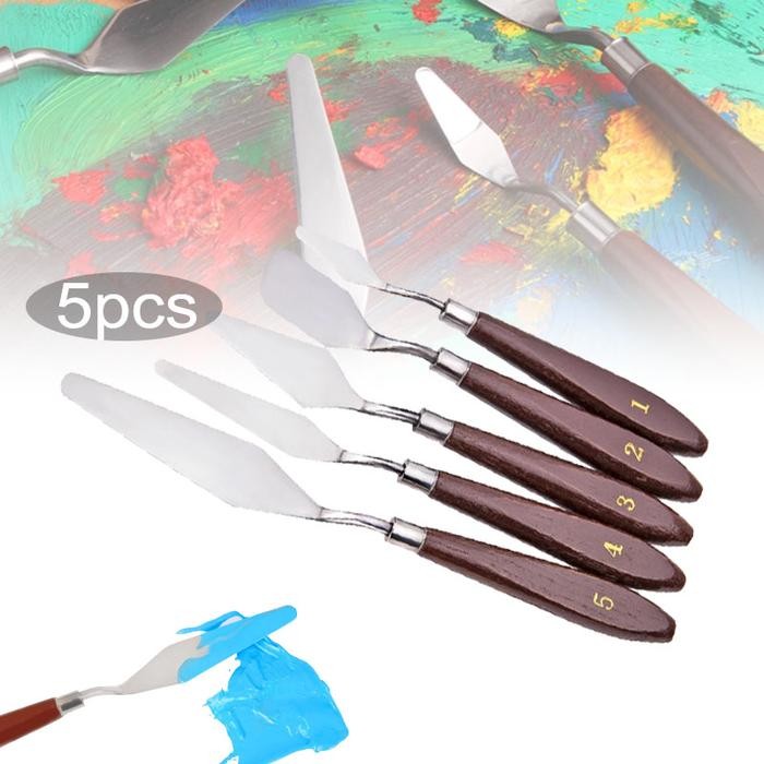 

Promo 5Pcs Pisau Palet Lukis Besi Painting Knife Paint Knife Pisau Palet Tbk