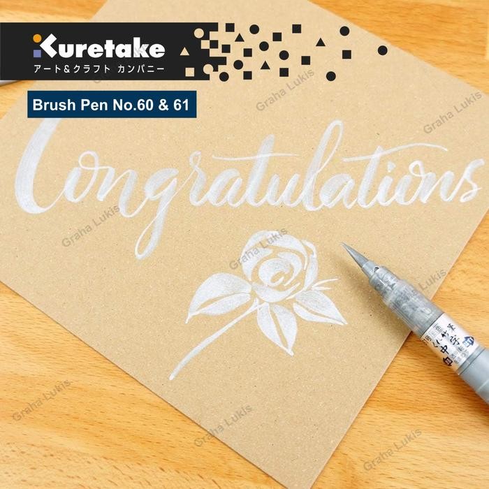 

kuretake brush pen no. 61 silver / brush pen silver kode 294