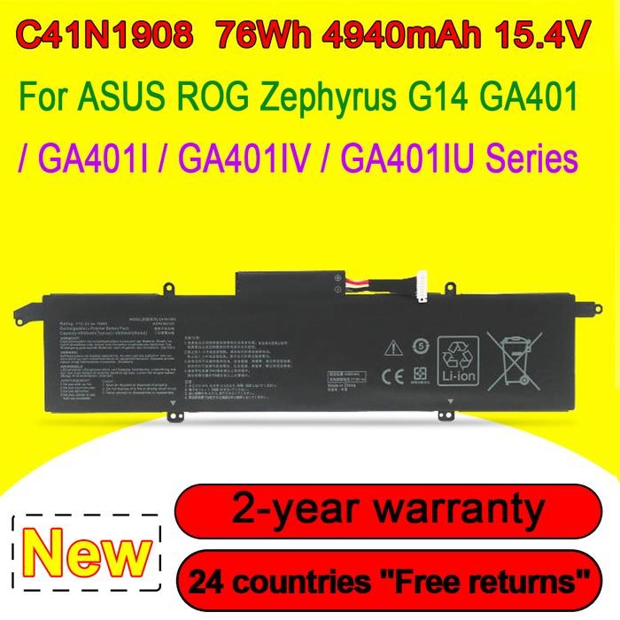 New C41N1908 Laptop Battery For Asus ROG Zephyrus G14 GA401IU GA401IV GA401IV-BR9N6 GA401II-R55TA8G/