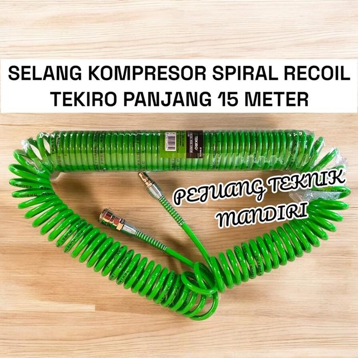 Paling Baik Tekiro Selang Kompresor Angin Recoil 12M & 15M / Selang Kompresor Recoil Spiral Tekiro