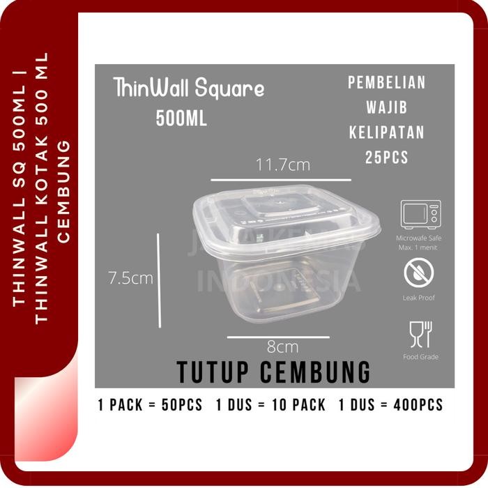 THINWALL SQ 500ML THINWALL KOTAK 500 ML CEMBUNG SALAD BOX 500ML