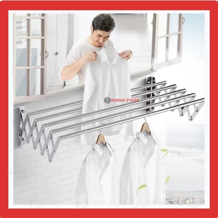 Jemuran Lipat Stainless Steel / Jemuran Pakaian / Jemuran Dinding Lipat