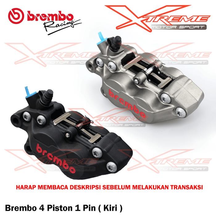 Kaliper Kiri Brembo 4 Piston 1 Pin 4P1P Gray / Black Sebelah Kiri Brembo Italy