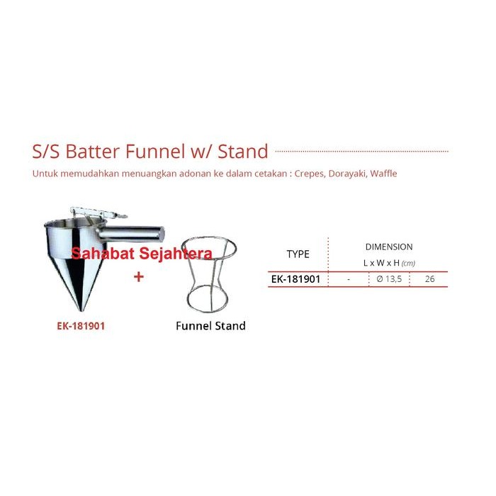 Tempat Adonan Crepes / S/S Batter Funnel - Ek-181901 - Getra #Gratisongkir