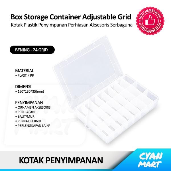 Kotak Plastik Penyimpanan Plastic Storage Container Adjustable Grid
