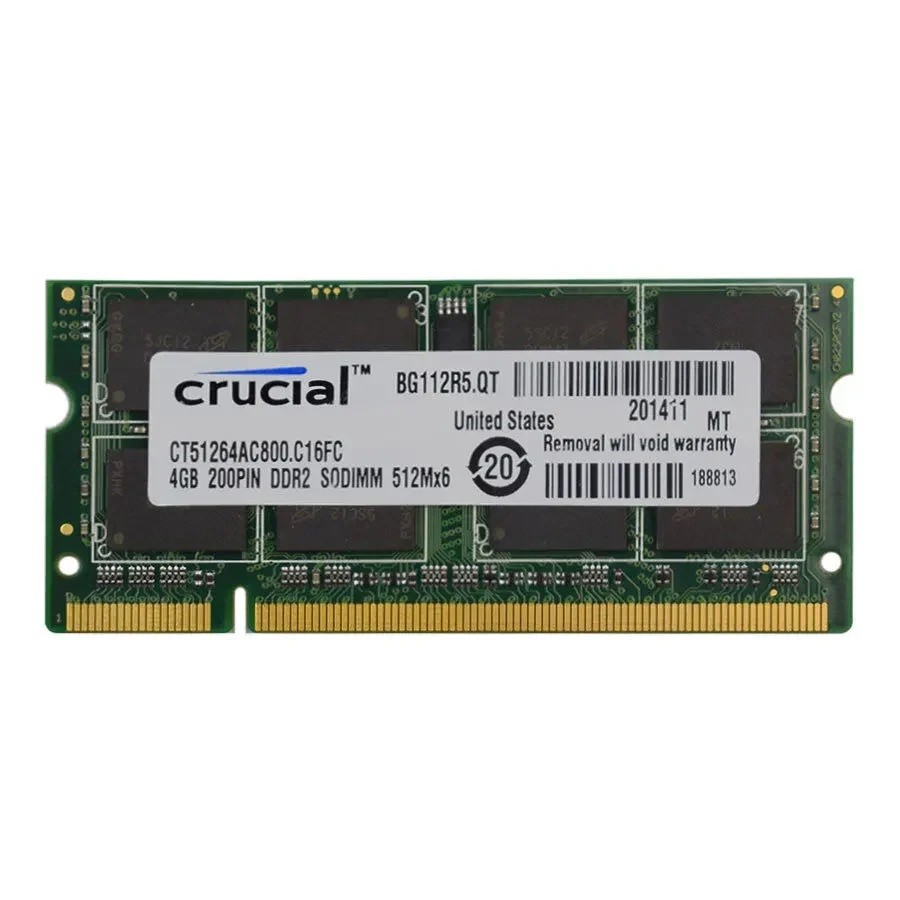 Crucial Laptop Memory RAM DDR2 2GB 4GB 667MHz 800MHz SODIMM PC2-5300 PC2-56400 1.8V 200pin for