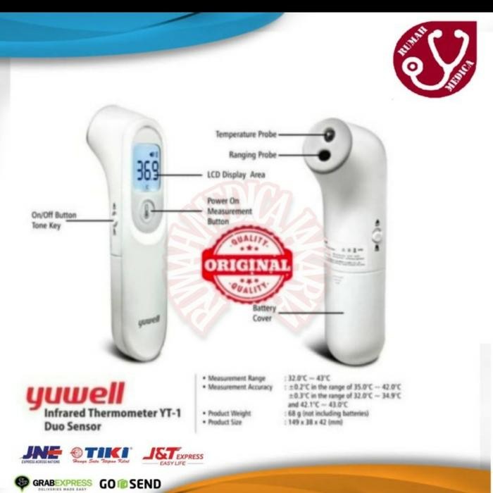 Thermometer Yuwell Original / Termometer Non Contak Yuwell Yt -1C
