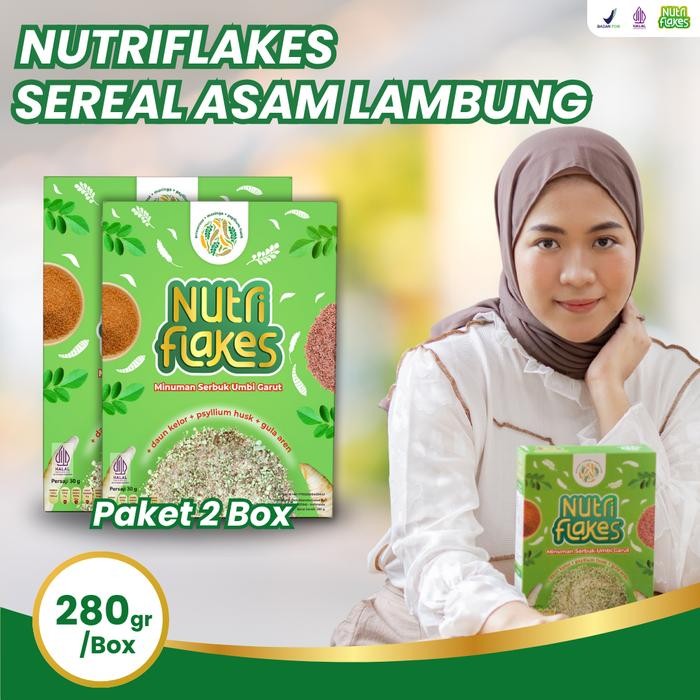 

New Nutriflakes Sereal Umbi Garut Bantu Redakan Asam Lambung Paket 2 Box