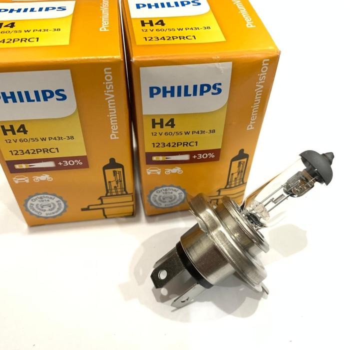 Bebas Ongkir BOHLAM MOBIL H4 ISI 2 ORIGINAL PHILIPS 12V 60/55 WATT WARNA KUNING