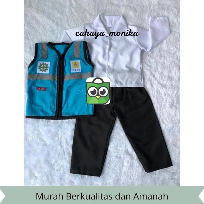 Baju Kostum Anak PLN Biru - Satu Set Rompi Termurah