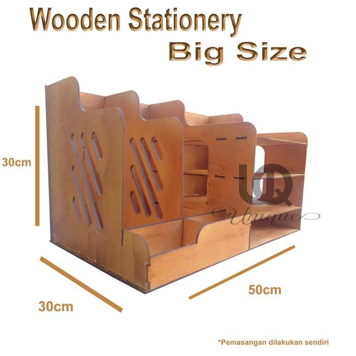 

Wooden Rack Stationery - Rak Kayu Alat Tulis Kantor Multifungsi