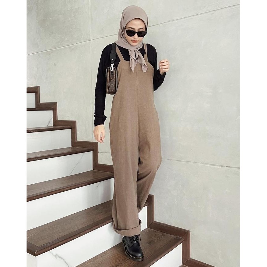 Lozy Hijab - Lilac Linen Jumpsuit (Jumpsuit Linen) Casual Panjang Wanita Motif