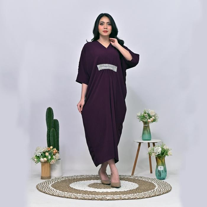 Kaftan Kaneeyaa Baju Muslim Ibu Hamil & Menyusui, Remaja Friendly Crinkle Airflow Gamis Lebaran