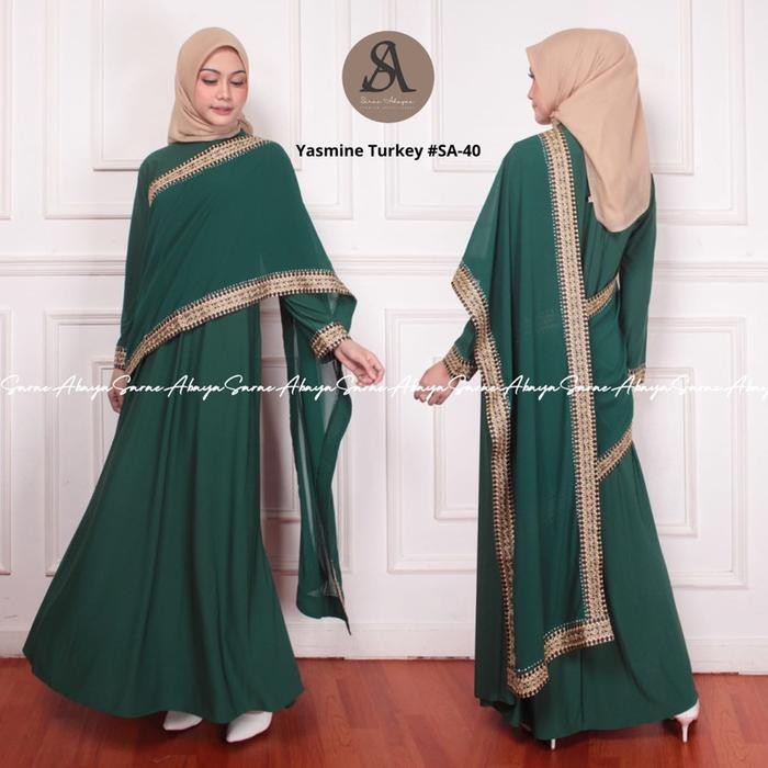 Sarae Abaya Yasmine Turkey #SA-40 Sari India Bordir Gold Payet Mewah Abaya Lebaran Gamis Muslim