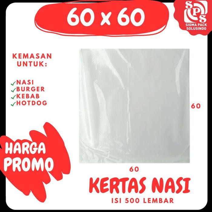 Baha - Kertas Bungkus Nasi 60X60 Isi 500 Lembar Laminasi Foodgrade Polos Putih Burger Padang