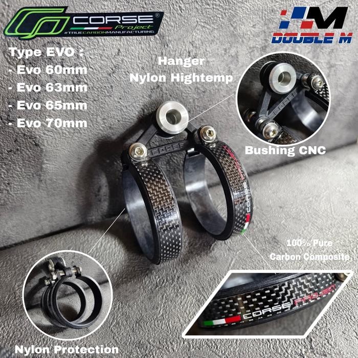 Klem Kleman Breket Knalpot 2 Tak Carbon Karbon Selencer Arrow