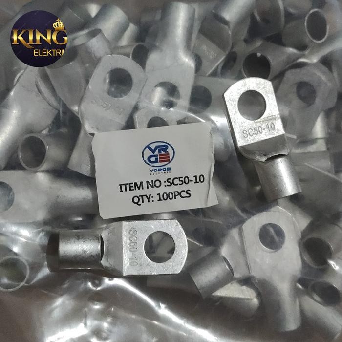Skun Kabel Sc-50-10 Isi 100Pcs/1Pack 100Pcatembaga Doff Scun Cable Lug Dove Panel Sc-50-10 Sc50