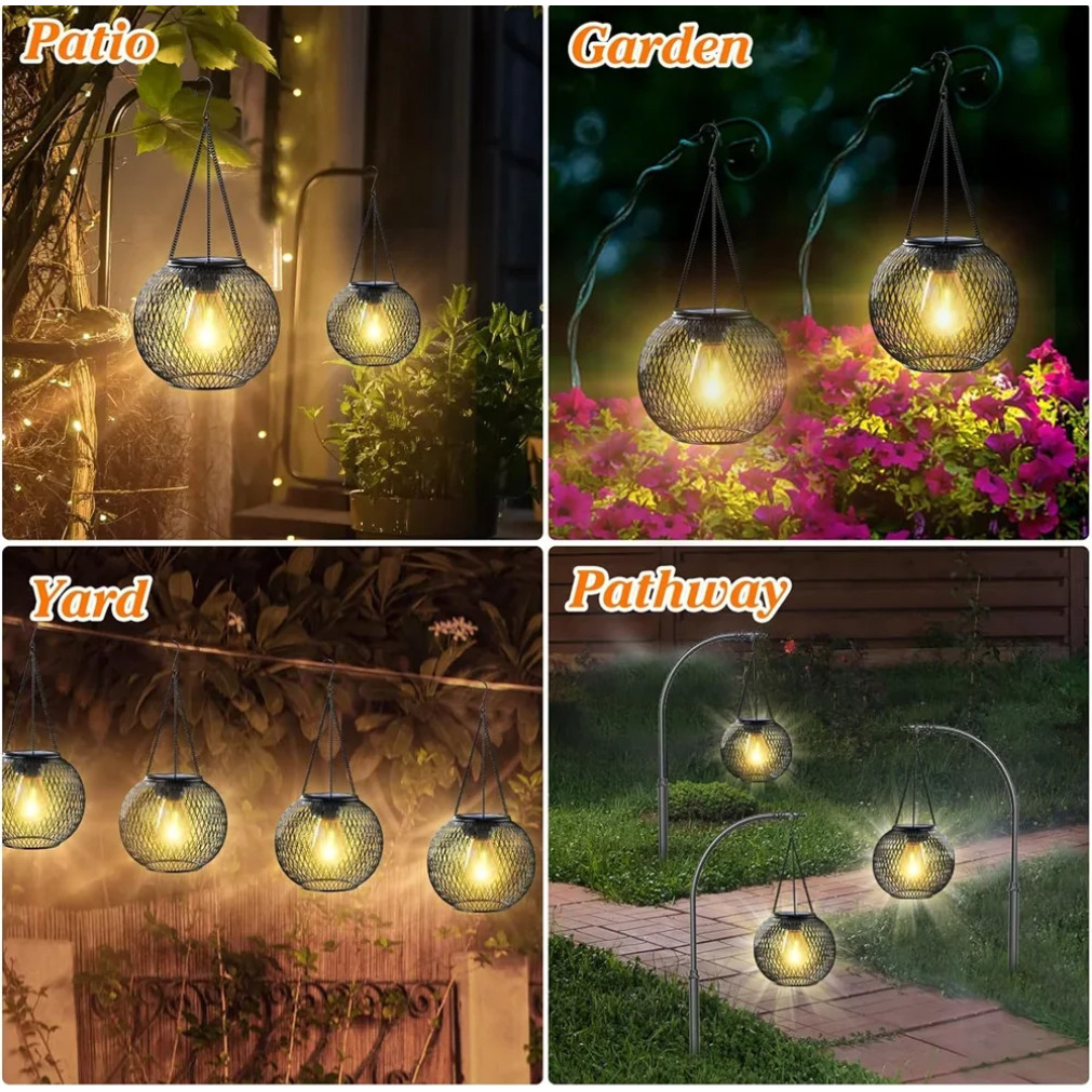 Solar Lantern Outdoor, Ortiny Upgraded Solar Lights for Outside Decorative Outdoor Hanging Lights
