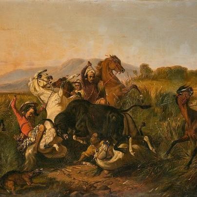 Lukisan Raden Saleh Perburuan Banteng The Wild Bull Hunting Painting