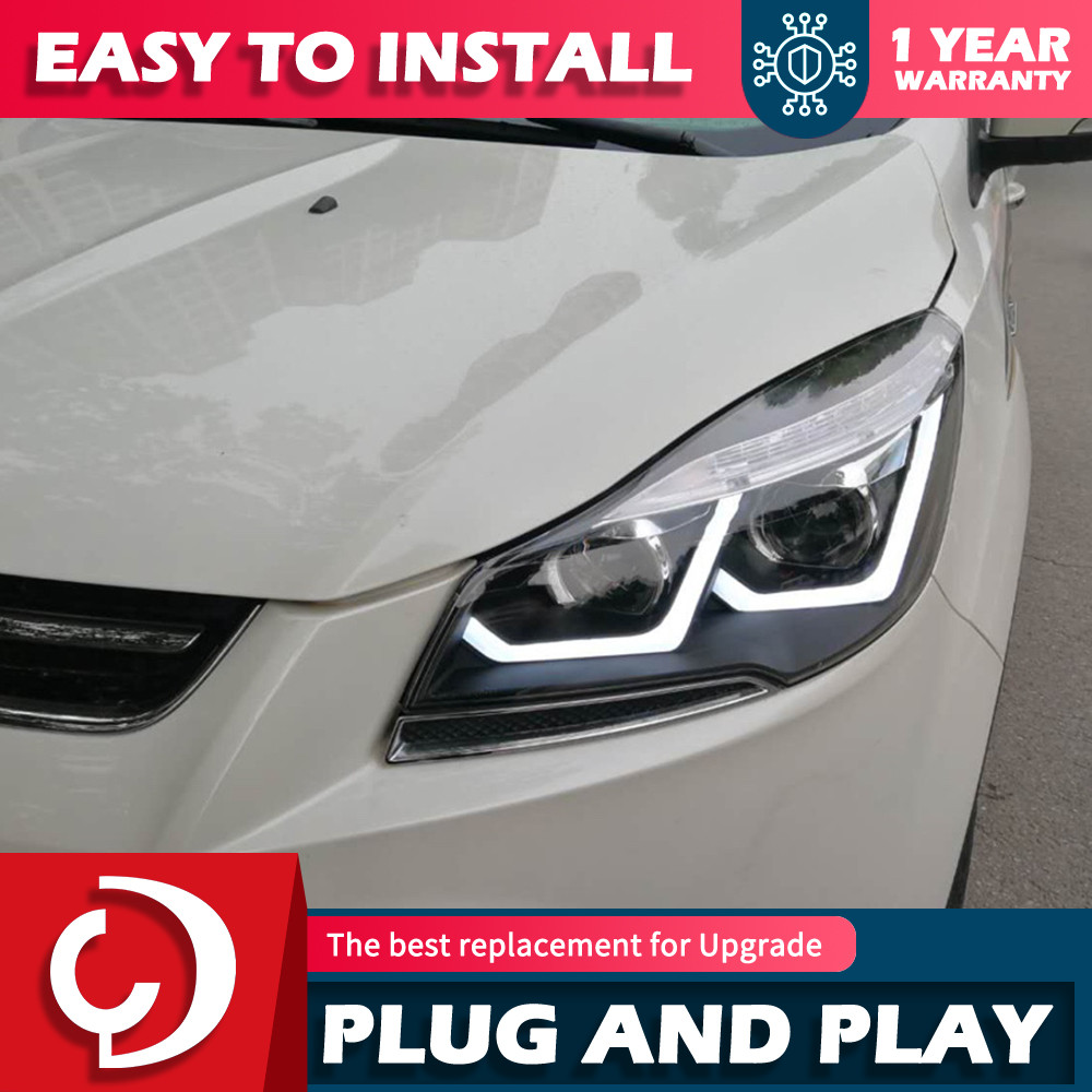 2 PCS Car Goods For Ford Kuga Escape 2013-2016 Head lamp LED