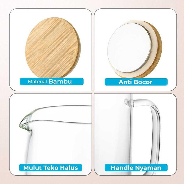 Teko Kaca Teh Pitcher Tahan Panas Api Di Atas Kompor Kaca Borosilicate