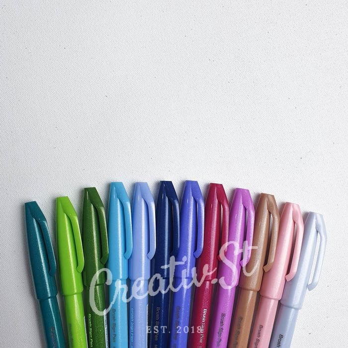 

Pentel Fude Touch Brush Sign Pen Spidol Kaligrafi SES-15C Stationery NEW COLOR (1 PCS)