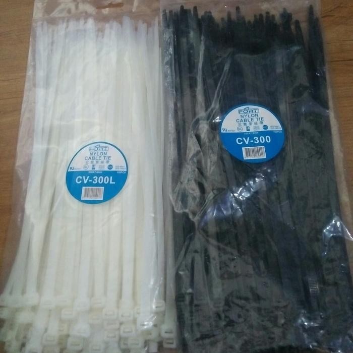 

Kabel Ties/Cable Tie CV-300 x 7,6mm Isi 100pcs FORT Hitam/Putih