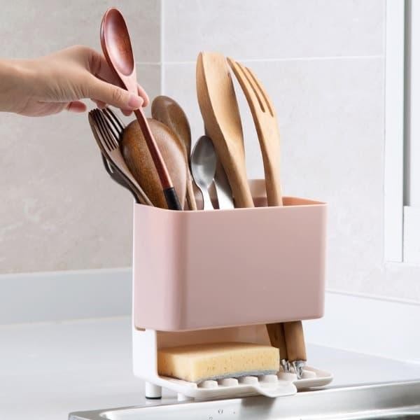 Rak Peniris Peralatan Dapur Peralatan Makan Spon Cuci Piring