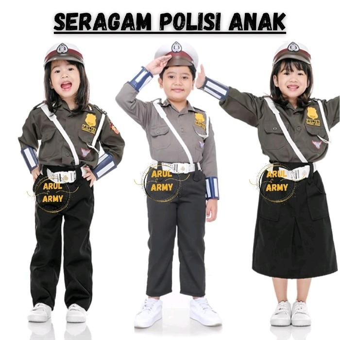 MURAH COD BAJU SERAGAM POLISI ANAK SETELAN ANAK POLISI SERAGAM TK PAUD POCIL POLISI LANTAS ANAK