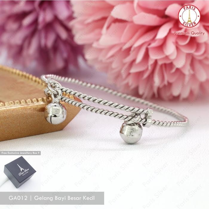 Gelang Bayi Perak Asli Silver 925 Lapis Emas Putih Anak Tidak Gatal