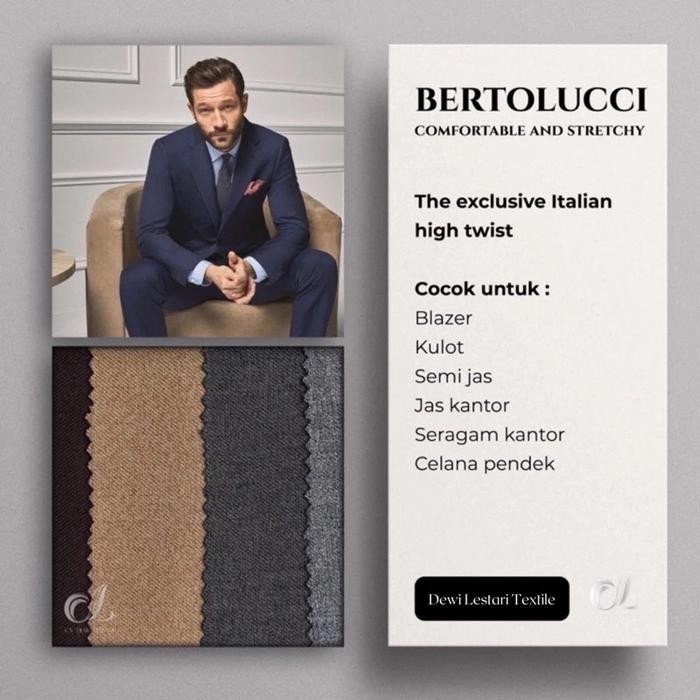 

BERTOLUCCI Eceran Kain WOOL STRETCH IMPORT per 0.5 Meter - Dewi Lestar