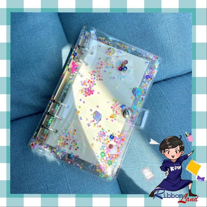

A6 Cover Binder Sequin Manik Warna Rainbow 6 Ring