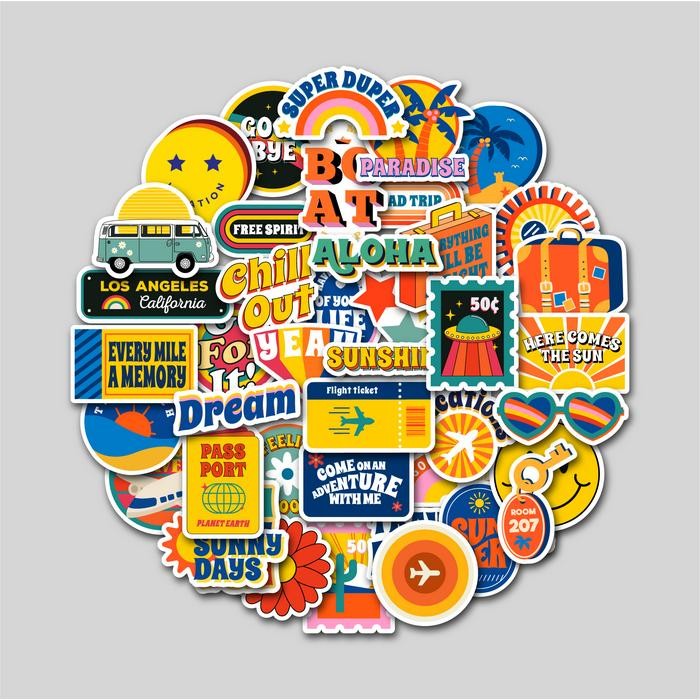 

STICKER PACK HOLIDAY 70S STIKER TUMBLER LAPTOP STICKER KOPER HELM Paper