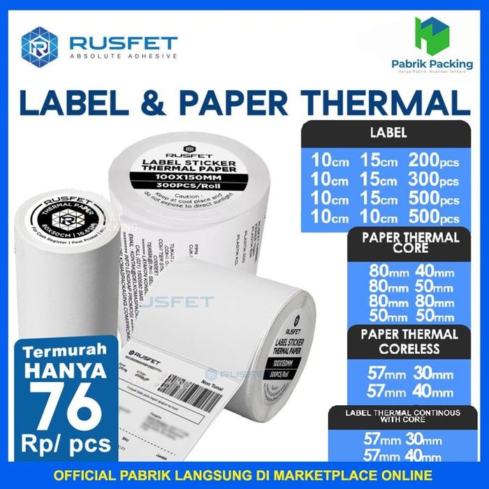 

Label Resi Barcode RUSFET Stiker Thermal Paper Stiker Lebel TERMURAH
