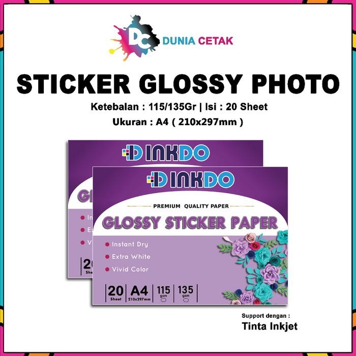 

Kertas Stiker 135gsm - High Glossy Sticker Paper Inknesia A4