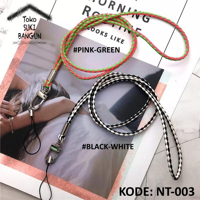 

Tali Lanyard Name Tag ID Card Strap Elastic Leather DUAL Color NT-003