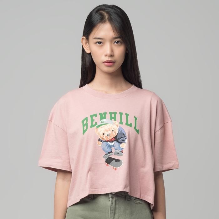 Benhill T-shirt Kaos Wanita Crop Top Oversized Dusty Pink 613-29J86 Baju Basic