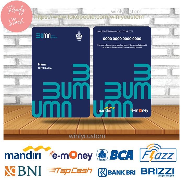 

KARTU EMONEY MANDIRI BCA BNI BRI ID CARD BKI NEW BUMN 2- 2 SISI