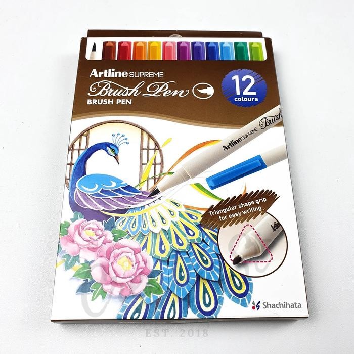 

ARTLINE Supreme Spidol Kaligrafi Brush Pen Calligraphy 12 warna 24 warna 36 warna Set EPFS-F