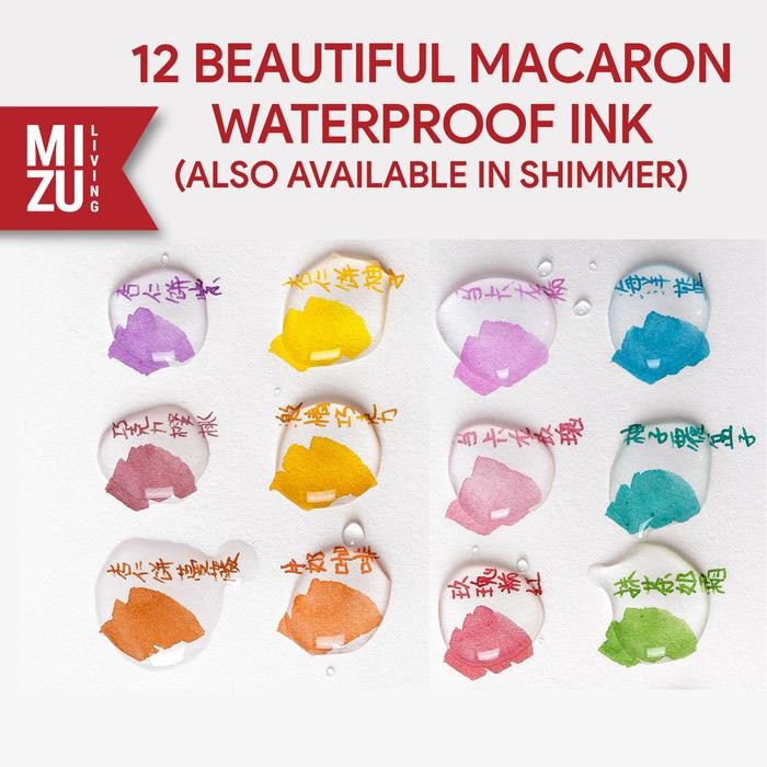 

BANMI MACARON 12 WATERPROOF Fountain Pen Brush Ink SET Calligraphy Set Tinta Glitter Shimmer Ink
