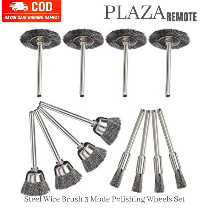 

Mini Wire Steel Brush Polishing Wheel PENCIL BRUSH SET 12PC