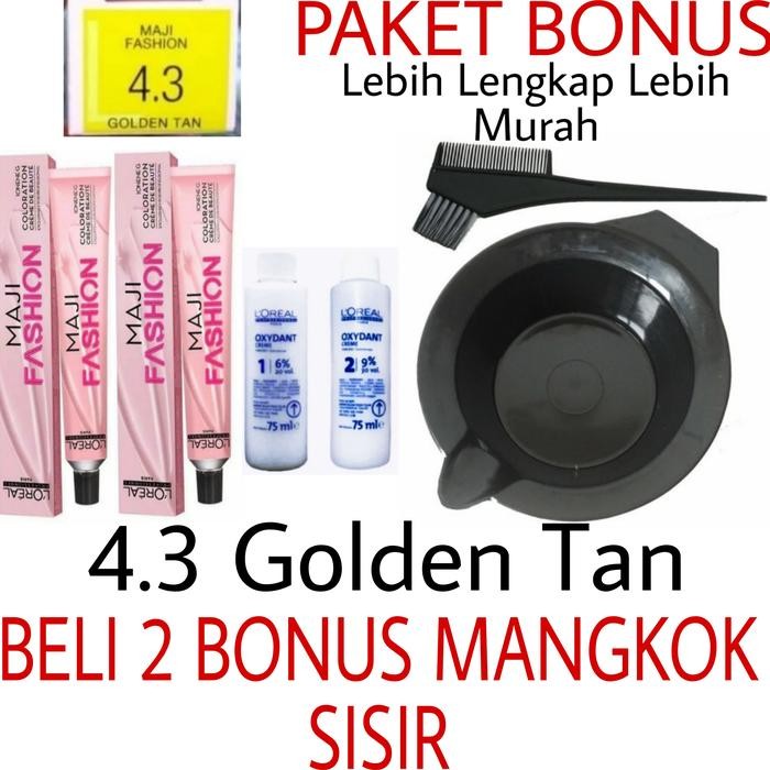 Promo Cat Rambut Loreal Maji Fashion 4.3 Golden Tan , Pewarna Rambut Ready