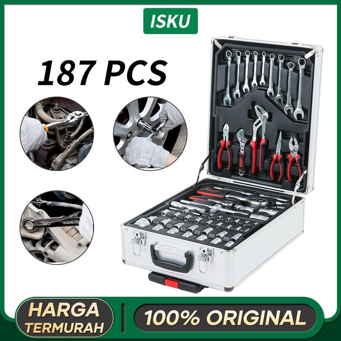 ISKUTool Kit 187 PCS Perkakas Bengkel Tool set/Koper Set Perkakas Bengkel/Alat Bengkel Perkakas