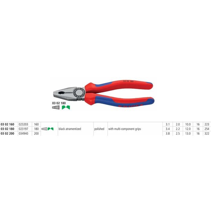 KNIPEX Tang Kombinasi Combination Pliers 03 02 180
