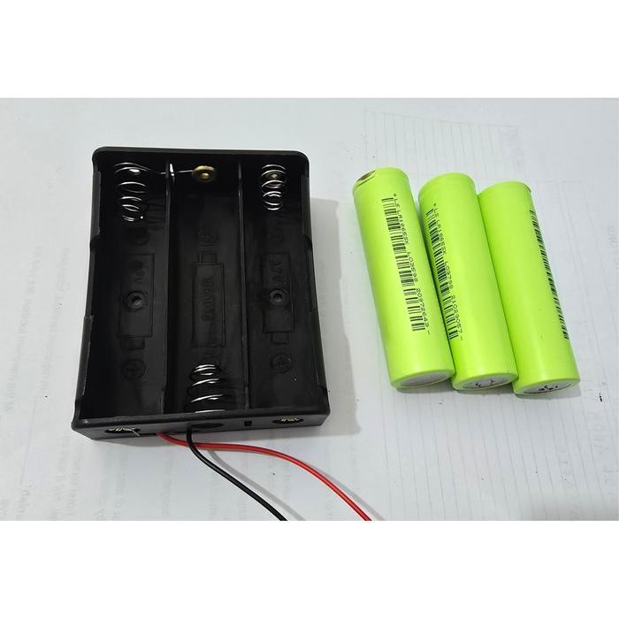 Baterai Li Ion 3x 18650 12 Volt 3S 11.1V 12Volt 12V 11.1Volt dan Case Batre