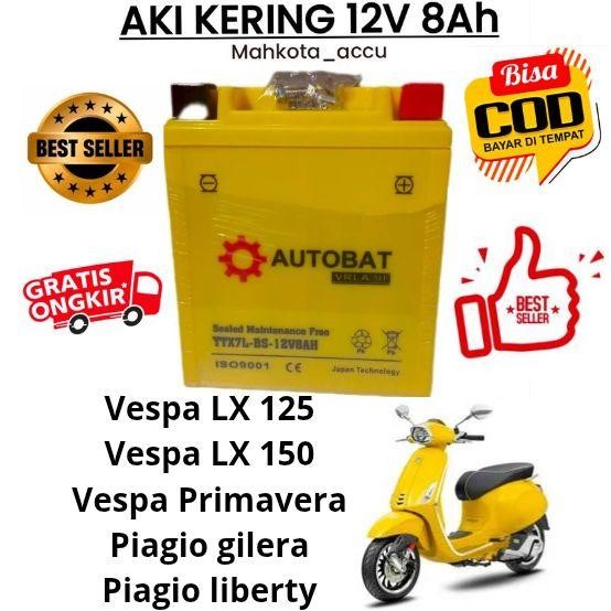 Aki Motor Vespa Lx 125, Lx 150, Primavera, Piagio Liberty, Piagio Gilera, Aki Kering Autobat