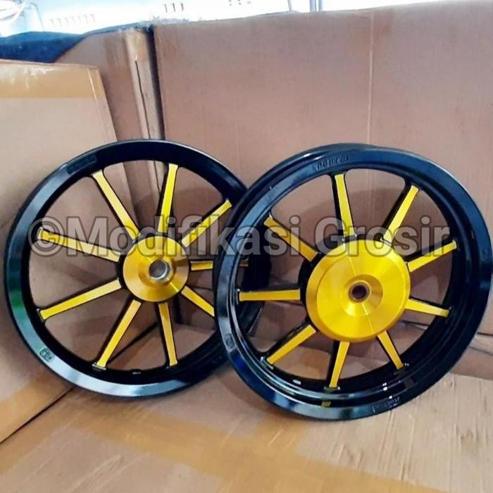 VELG RACING TAPAK LEBAR POWER NEW SUN VARIO BEAT SCOOPY - BLACK/GOLD