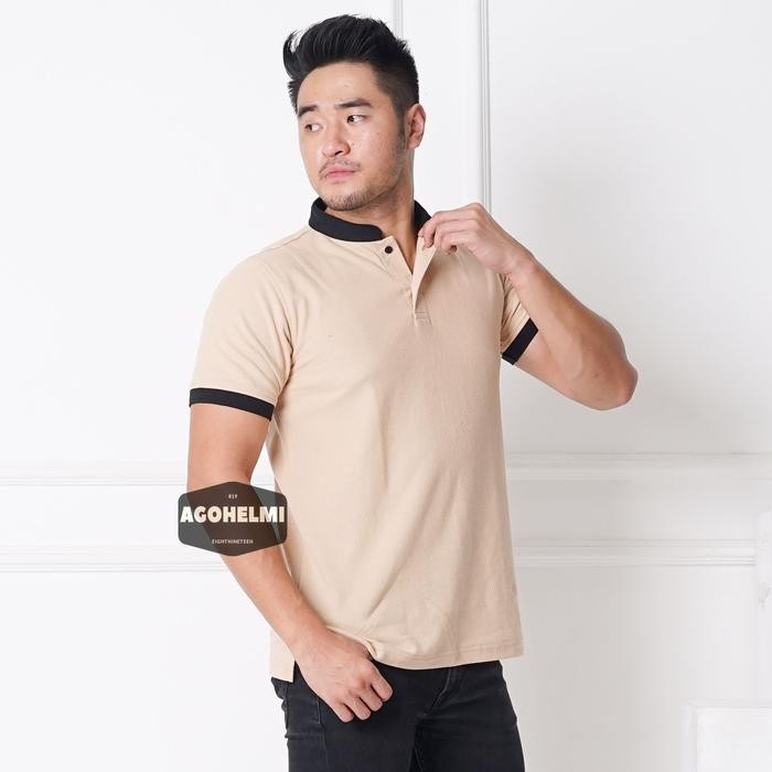Polo Shirt Kaos Polo Pria Shanghai Coklat Susu Mocca Jumbo Big Size