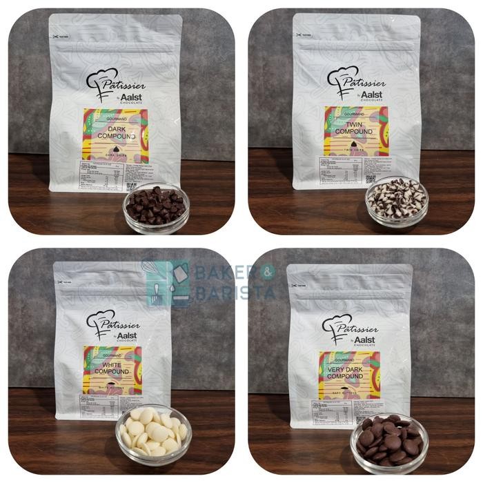 

NEW! PATISSIER COMPOUND CHOCOLATE VERY DARK WHITE DARK CHIP TWIN CHIP AALST
