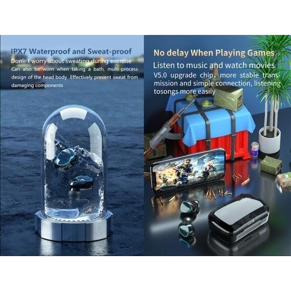 Headset Bluetooth M10 Tws Digital Indicator V5.1 Bt Wireless